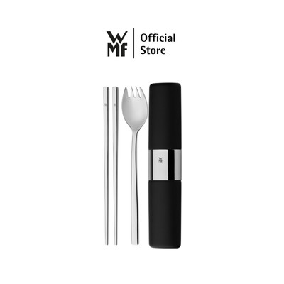 Bộ Đũa Thìa Cá Nhân WMF Asia My2Go Có Hộp Đựng Màu Đen, Kèm Khăn Lau, Chất Liệu Thép Không Gỉ