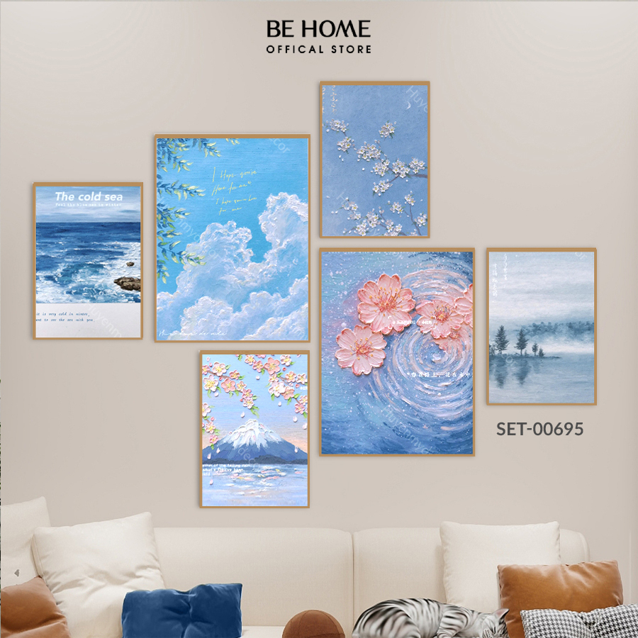 Set 6 Tranh Dán Tường Phong Cảnh Nghệ Thuật Thiên Nhiên Decor Phòng Ngủ, Phòng Khách, Spa, Góc Livestream – Behome Decor