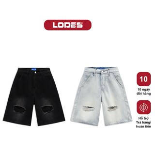 QUẦN SHORT RÁCH GỐI Lodes Club vải Jean Denim Cao Cấp, Quần thời trang phong cách Streetwear cá tính