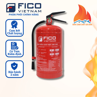 Bình chữa cháy bột 4kg, bình cứu hỏa bột ABC F FICO VIETNAM Có Tem kiểm định