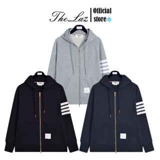 Áo Khoác Hoodie Zip Thome Phối 4 Sọc Tay Áo - Áo Khoác Nam Nữ, Vải Nỉ Chân Cua Dày Mịn 100%