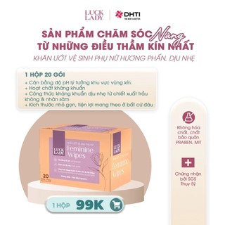 [MUA 1 TẶNG1] Khăn ướt vệ sinh phụ nữ Luck Lady hộp 20 gói 1 tờ TẶNG 3 gói khăn ướt dưỡng ẩm 10 tờ ngẫu nhiên