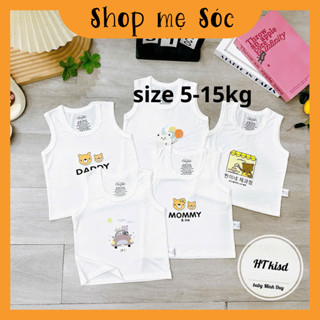 Áo BA LỖ sát nách NỀN TRẮNG KEM họa tiết đáng yêu cho bé 4-14kg mesocshop