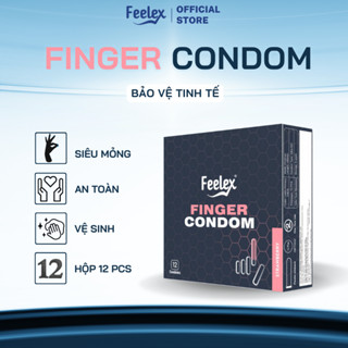 Bao cao su ngón tay Feelex finger nhiều gel, hương dâu - hộp 12 bcs