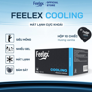 Bao cao su Feelex Cool siêu mỏng, mát lạnh, cảm giác chân thật, hộp 10 bcs