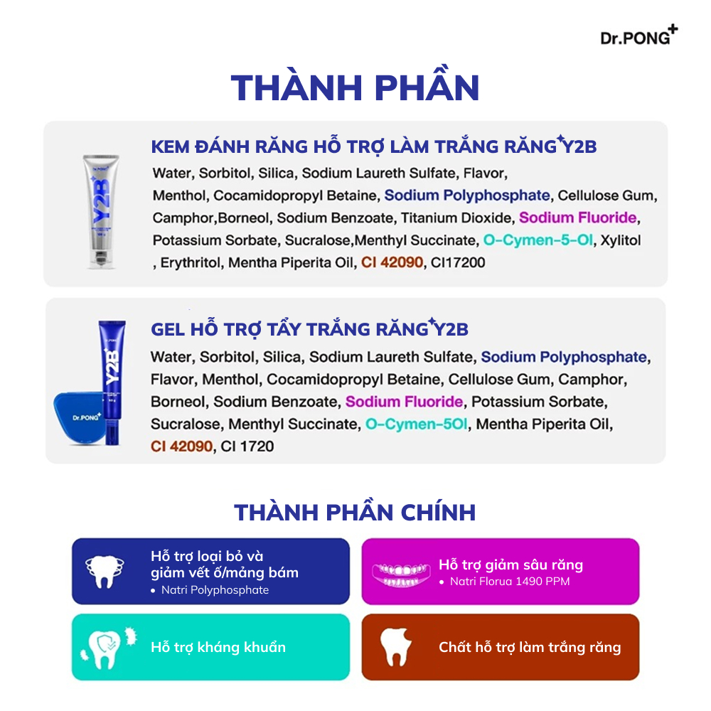 Set hỗ trợ làm trắng răng 2 bước Dr.PONG Y2B Whitening Color Set 100g | BigBuy360 - bigbuy360.vn