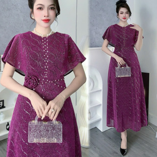  M308 Đầm Trung Niên Đi Tiệc Cao Cấp -chất kim sa có co giãn thoải mái thiết kế nhẹ nhàng tinh tế 