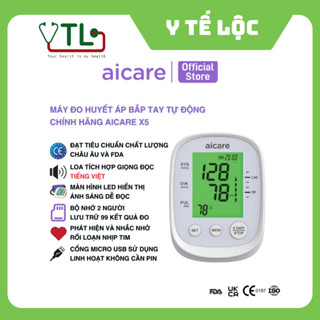 Máy Đo Huyết Áp Bắp Tay Tự Động Chính Hãng AICARE X5, Giọng Nói Tiếng Việt Dành Cho Cá Nhân, Dễ Dàng Sử Dụng Tại Nhà