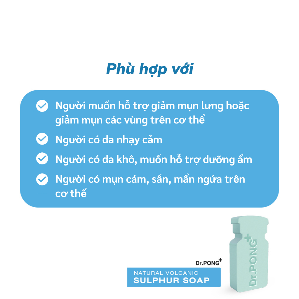 Xà phòng hỗ trợ giảm mụn lưng và hỗ trợ trắng da từ lưu huỳnh núi lửa Dr. PONG Natural Volcanic Sulphur Soap 70g | BigBuy360 - bigbuy360.vn