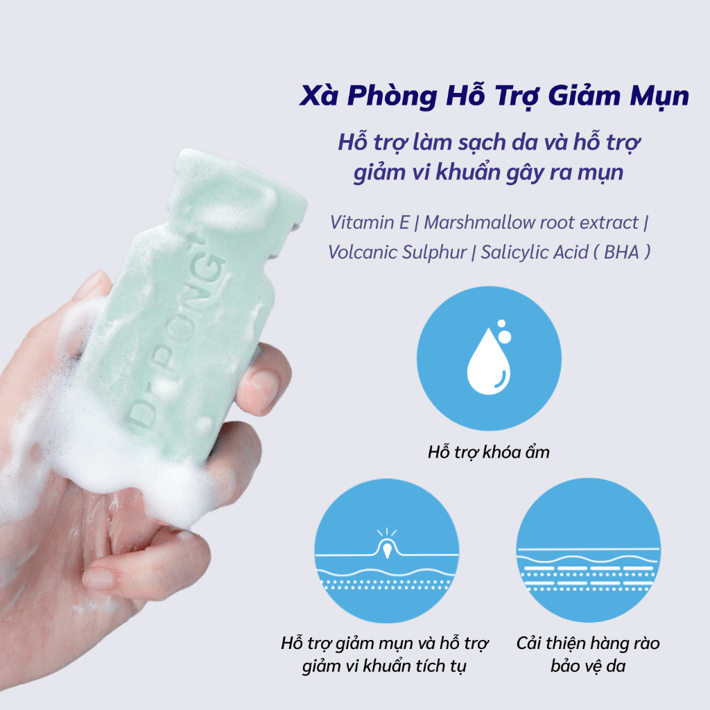Xà phòng hỗ trợ giảm mụn lưng và hỗ trợ trắng da từ lưu huỳnh núi lửa Dr. PONG Natural Volcanic Sulphur Soap 70g | BigBuy360 - bigbuy360.vn