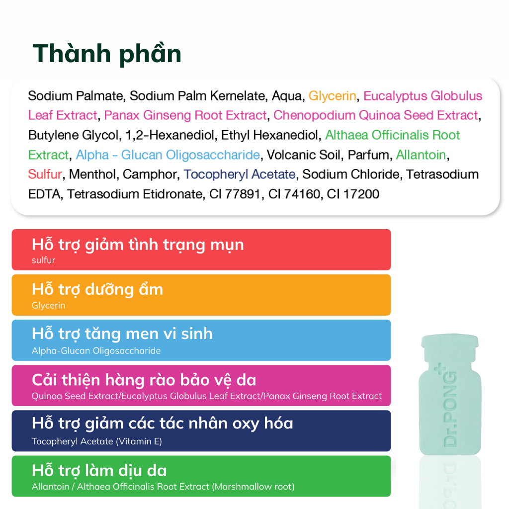 Xà phòng hỗ trợ giảm mụn lưng và hỗ trợ trắng da từ lưu huỳnh núi lửa Dr. PONG Natural Volcanic Sulphur Soap 70g | BigBuy360 - bigbuy360.vn