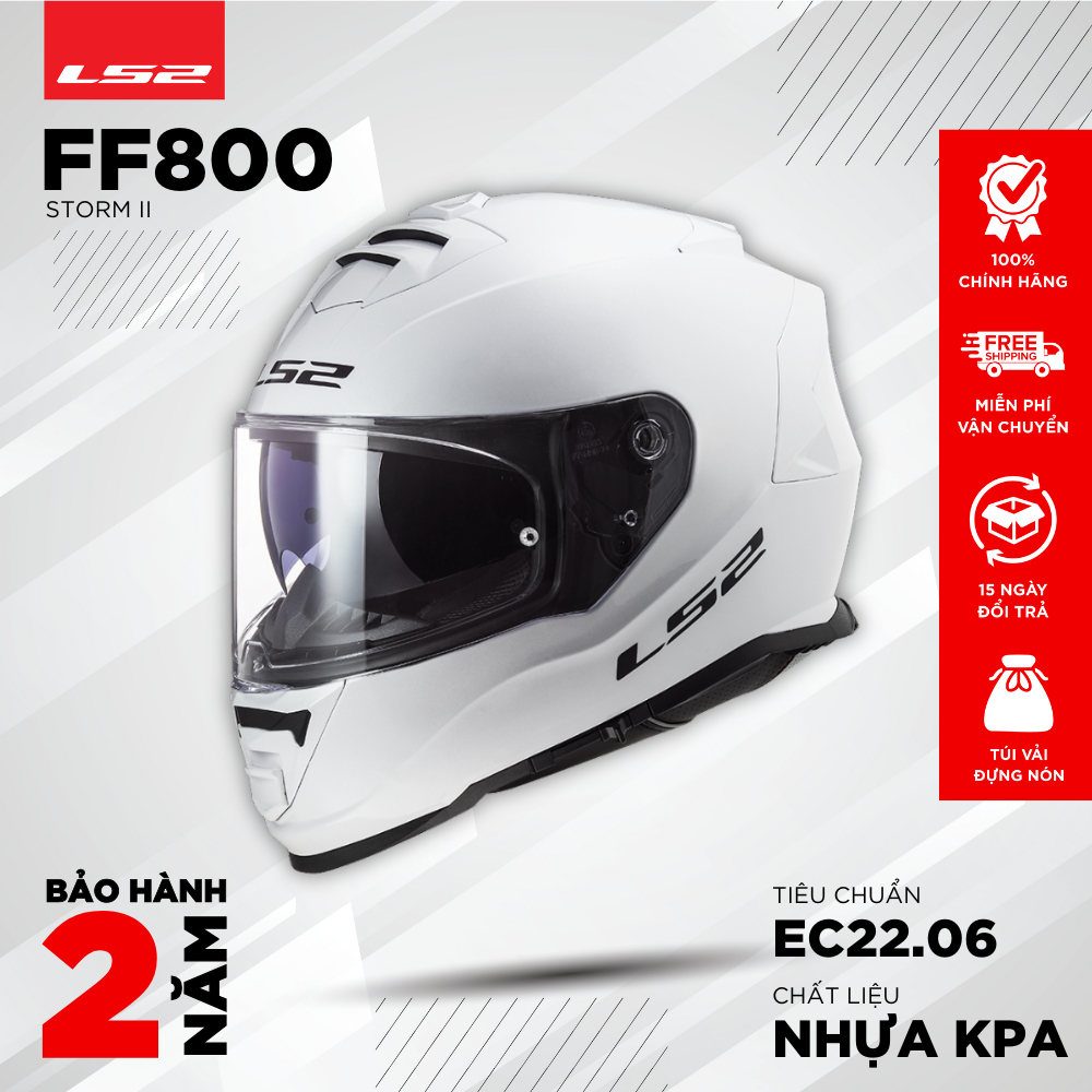 Mũ Bảo Hiểm Fullface LS2 FF800 Storm II ECE22.06 Đi Xe Máy Mô Tô PKL Tặng Kèm Pinlock [Chính Hãng]