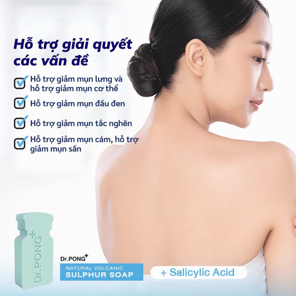 Xà phòng hỗ trợ giảm mụn lưng và hỗ trợ trắng da từ lưu huỳnh núi lửa Dr. PONG Natural Volcanic Sulphur Soap 70g | BigBuy360 - bigbuy360.vn