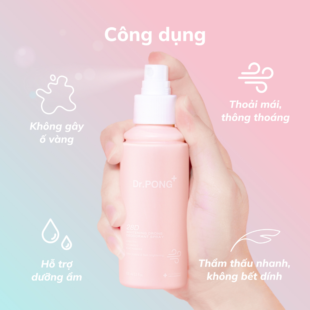 Xịt khử mùi trắng da, mờ thâm Dr.PONG 28D Whitening Drone 100ml | BigBuy360 - bigbuy360.vn