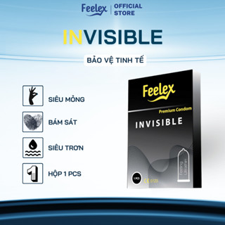 Bao cao su Feelex Invisible siêu mỏng, nhiều gel bôi trơn - Hộp 01 chiếc