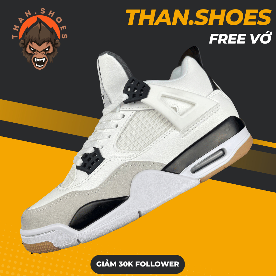 Giày JD4 Military Black Concept, JD4 Trắng Đen Xám - Than.Shoes