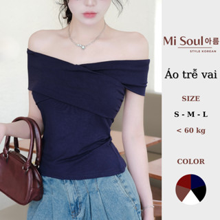 Áo Trễ Vai Cộc Tay Nữ Ôm Body Misoul Chất Thun Cotton Co Giãn 439