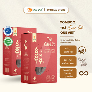Combo 2 hộp Trà gạo lứt Quê Việt + tặng quà tặng tùy chọn - Hộp 600g (24 túi x 25g)