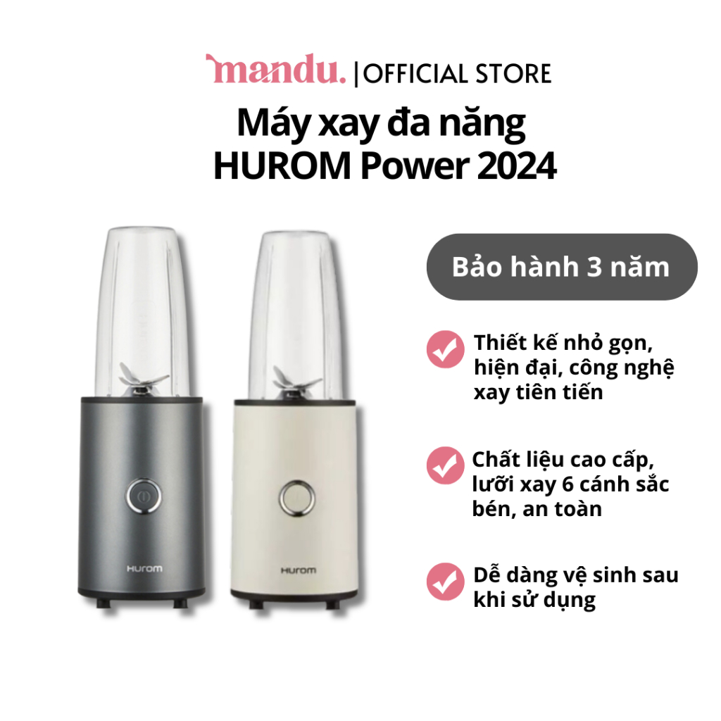 Máy xay HUROM Power phiên bản 2024, công suất lớn 900W, xay nhuyễn đá, các loại hạt, đồ cứng