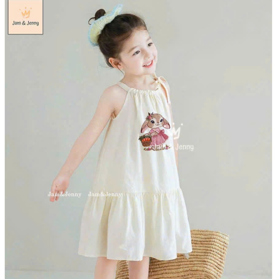 Bigbaby Đầm yếm thêu thỏ Jam Jenny chất linen xịn mềm đẹp - Bigbaby shop
