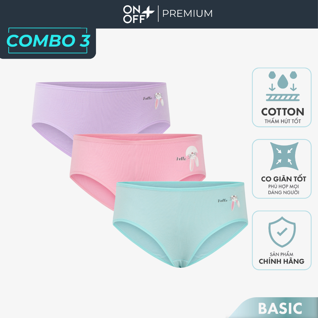 combo 3 quàn lót cotton USA bé gái ONOFF mềm mại thấm hút an toàn cho bé - 11UJ23A035