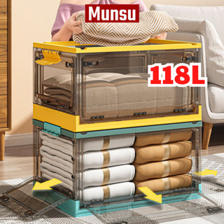 Hộp Đựng Đồ, Đựng Quần Áo, Thùng Nhựa Gấp Gọn Có Thể Xếp Chồng Lên Nhau 118L Siêu Lớn, Có Bánh Xe Hàng Có Sẵn Q040