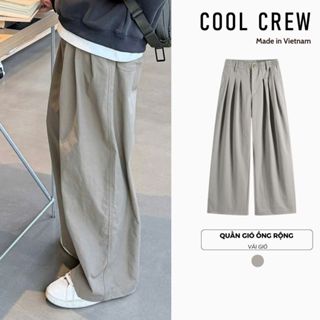 Quần Kaki Gió Xếp Ly Ống Rộng  Coolcrew Chất Vải Dày Dặn Phong Cách Hàn Quốc