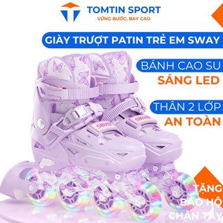 Giày patin trẻ em bánh cao su phát sáng chính hãng SWAY - Trượt mượt và êm, tặng bảo hộ chân tay - TOMTIN SPORT