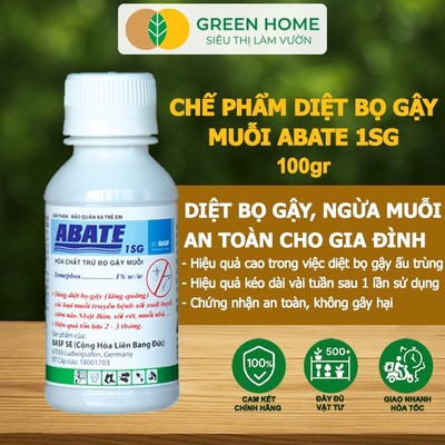 Chế Phẩm Diệt Bọ Gậy, Muỗi GreenHome, Abate 1SG, Chai 100Gr, Ngăn Ngừa Bệnh Sốt Xuất Huyết, Sốt Rét