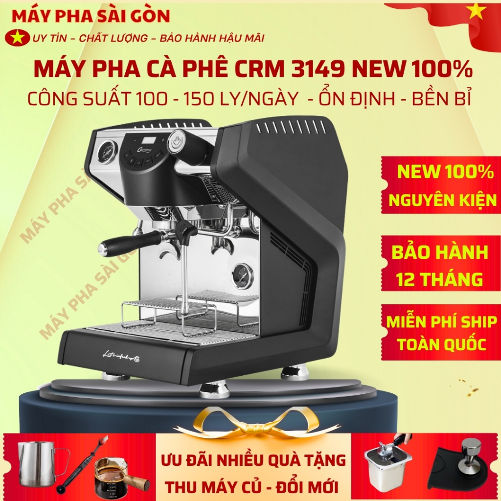 [HCM ] Máy Pha Cà Phê CRM 3149, máy pha cafe 3149 New 100% Tặng Kèm Phụ Kiện 6 món