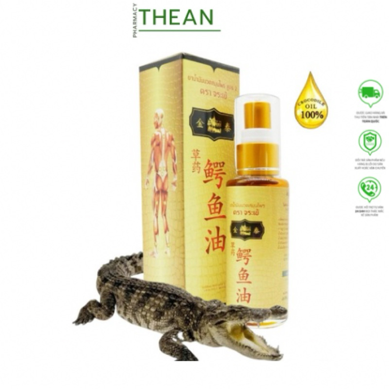 [CHÍNH HÃNG] Dầu massage cá sấu vàng Herbal Massage Oil Crocodile Brand Thái Lan