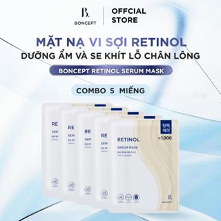   Combo 5  Mặt Nạ Vi Sợi Boncept Retinol Dưỡng Ẩm Và Se Khít Lỗ Chân Lông BONCEPT TonyMoly Retinol Serum Mask - 23g Miếng 