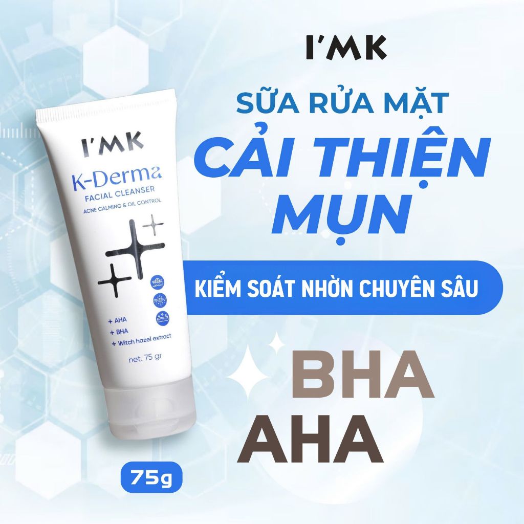 Chuyên Biệt Cho Da Dầu Mụn l Sữa Rửa Mặt Giảm Mụn K-Derma Giảm Mụn Đầu Đen - Trứng Cá - 75gram