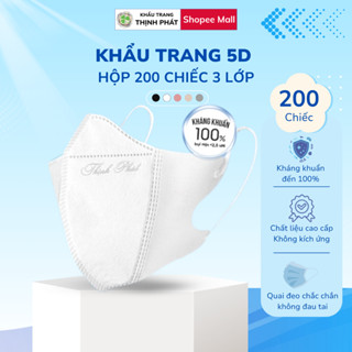  200 chiếc Khẩu Trang 5D Thịnh Phát 3 lớp kháng khuẩn - chống bụi mịn chống nắng hiệu quả. 