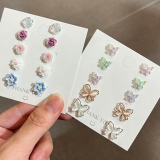 Khuyên tai nam châm hoa bướm pha lê dễ thương thời trang  Hàn Quốc đơn giản Tatitava