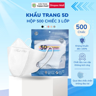 500 chiếc Khẩu Trang 5D Thịnh Phát, 3 lớp kháng khuẩn chống bụi mịn