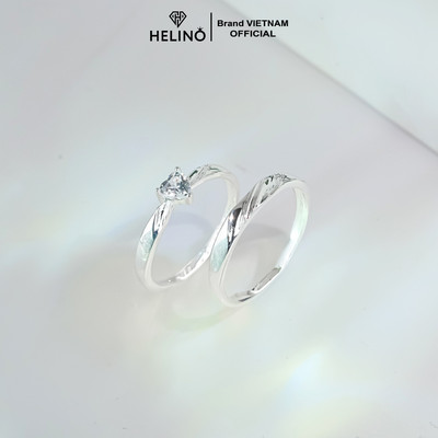 (TẶNG HỘP) Nhẫn đôi bạc nam nữ 925 HELINO Tiny Heart đính đá trái tim cao cấp, tự chỉnh size ND08