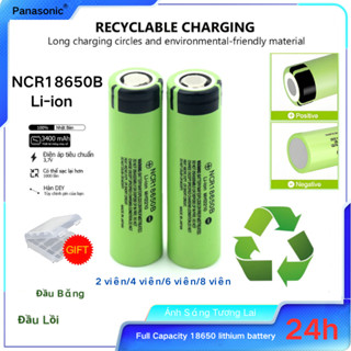 Pin sạc  Panasonic  18650 3.7V Pin 3400mAh 18650 Đầu Bǎng/Đầu nhọn Sản xuất tại 5A Nhật Bản Mới Pin Li-ion có thể sạc lạ