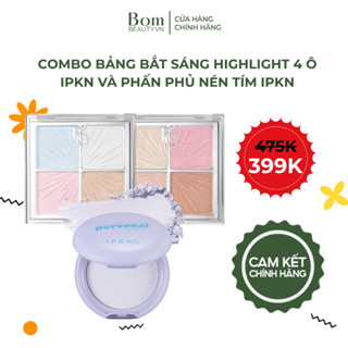 Combo Tiết Kiệm Bảng Highlight 4 ô IPKN Flap One Face Palette Và Phấn Phủ Nén Màu Tím Lavender IPKN