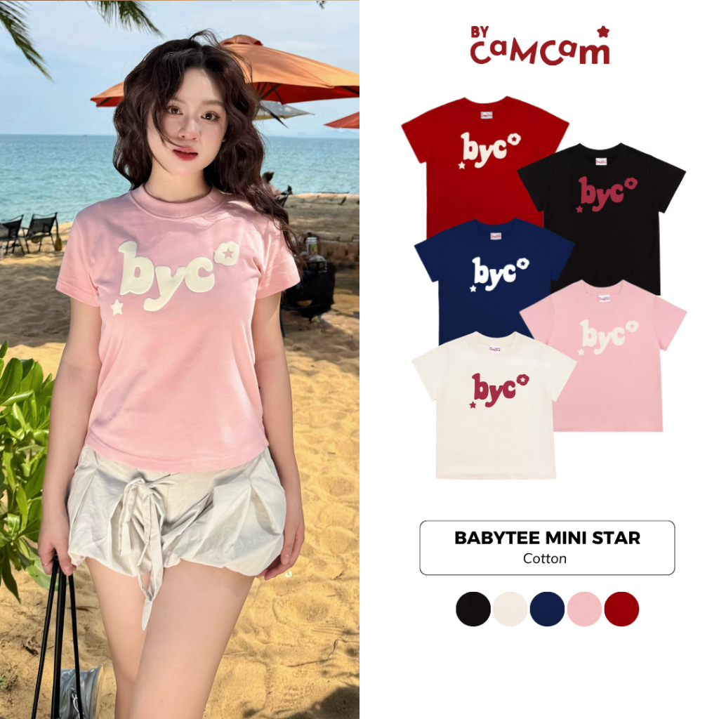 Áo Babytee MINI STAR 𝑩𝒚𝒄𝒂𝒎𝒄𝒂𝒎 Form Basic 100% Cotton In Nổi Logo Byc Cho Nữ [To Youth Collection] ABN009 | BigBuy360 - bigbuy360.vn