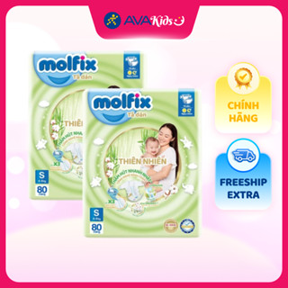 COMBO 2 TÃ DÁN MOLFIX THIÊN NHIÊN SIZE S 80 MIẾNG/BỊCH (4-8KG)