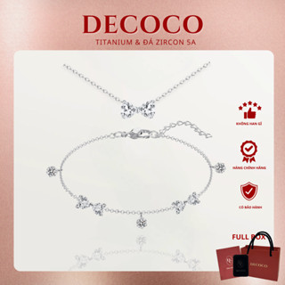 [MUA 1 TẶNG 1 VÒNG CỔ BOWIE] Vòng tay nữ DECOCO Heris đá rơi và nơ titan không đen gỉ ( kèm Túi giấy + Hộp + Thiệp )
