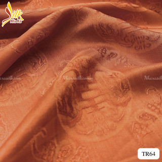 Lụa may áo dài - Nhaxasilk – hoa văn thọ dơi cam đất – TR64