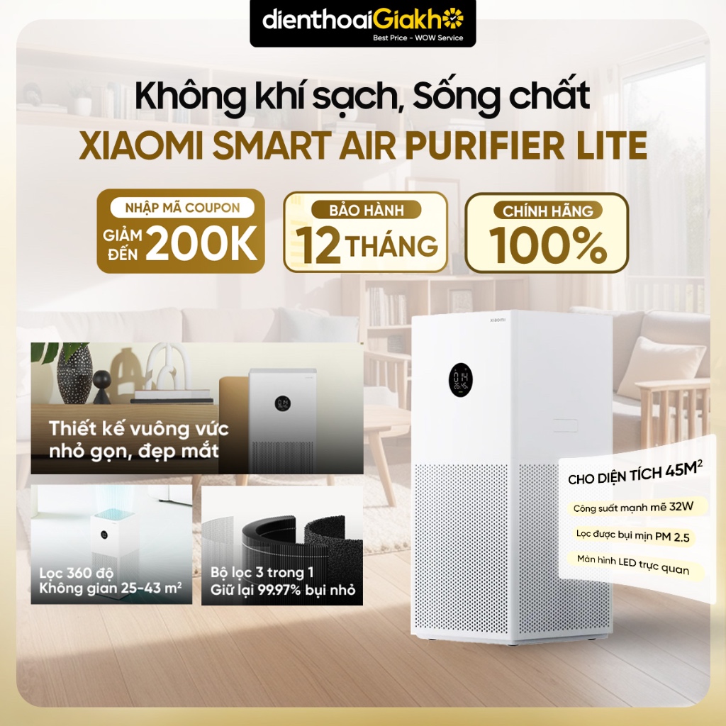 [ HOẢ TỐC ] Máy Lọc Không Khí Thông Minh Xiaomi Air Purifier 4 Lite BHR5274GL - Lọc PM2.5, HEPA, Điề