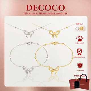  Bộ trang sức vòng cổ và lắc tay nữ Decoco Ribbon titan hình nơ titan không đen gỉ   kèm Túi giấy + Hộp + Thiệp   