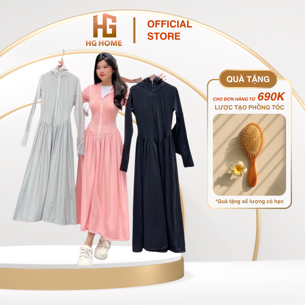  Áo váy chống nắng nữ dáng xoè chất thun lạnh mềm mại form dáng ôm mát HGHOME 