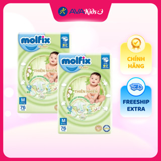 COMBO 2 TÃ DÁN MOLFIX THIÊN NHIÊN SIZE M 76 MIẾNG/BỊCH (6-11KG)