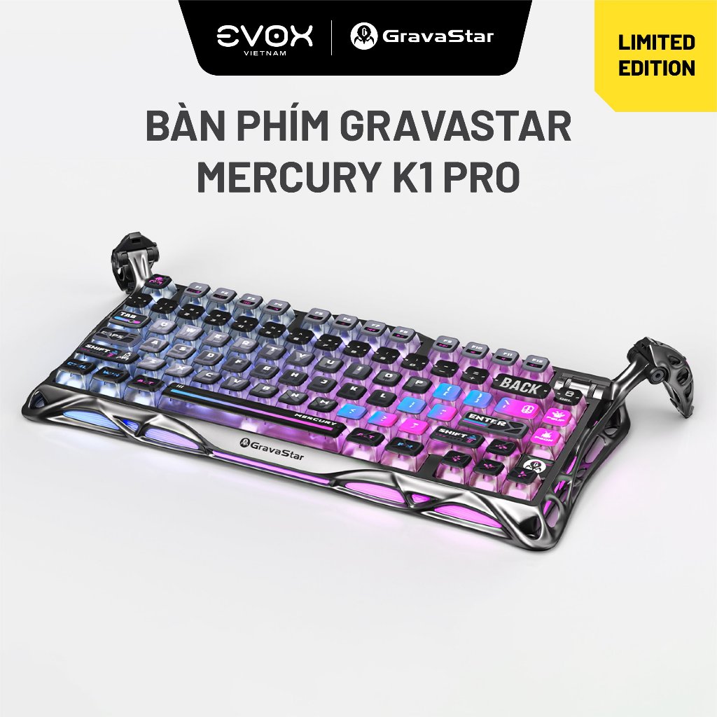Bàn phím Gaming Gravastar Mercury K1 Pro Special Edition CyberPunk - LED RGB, 3 Modes, Hot Swap