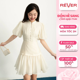  REVER Đầm dự tiệc tiểu thư vintage cổ điển thanh lịch tay bồng chân váy xèo trendy LOWA DRESS 