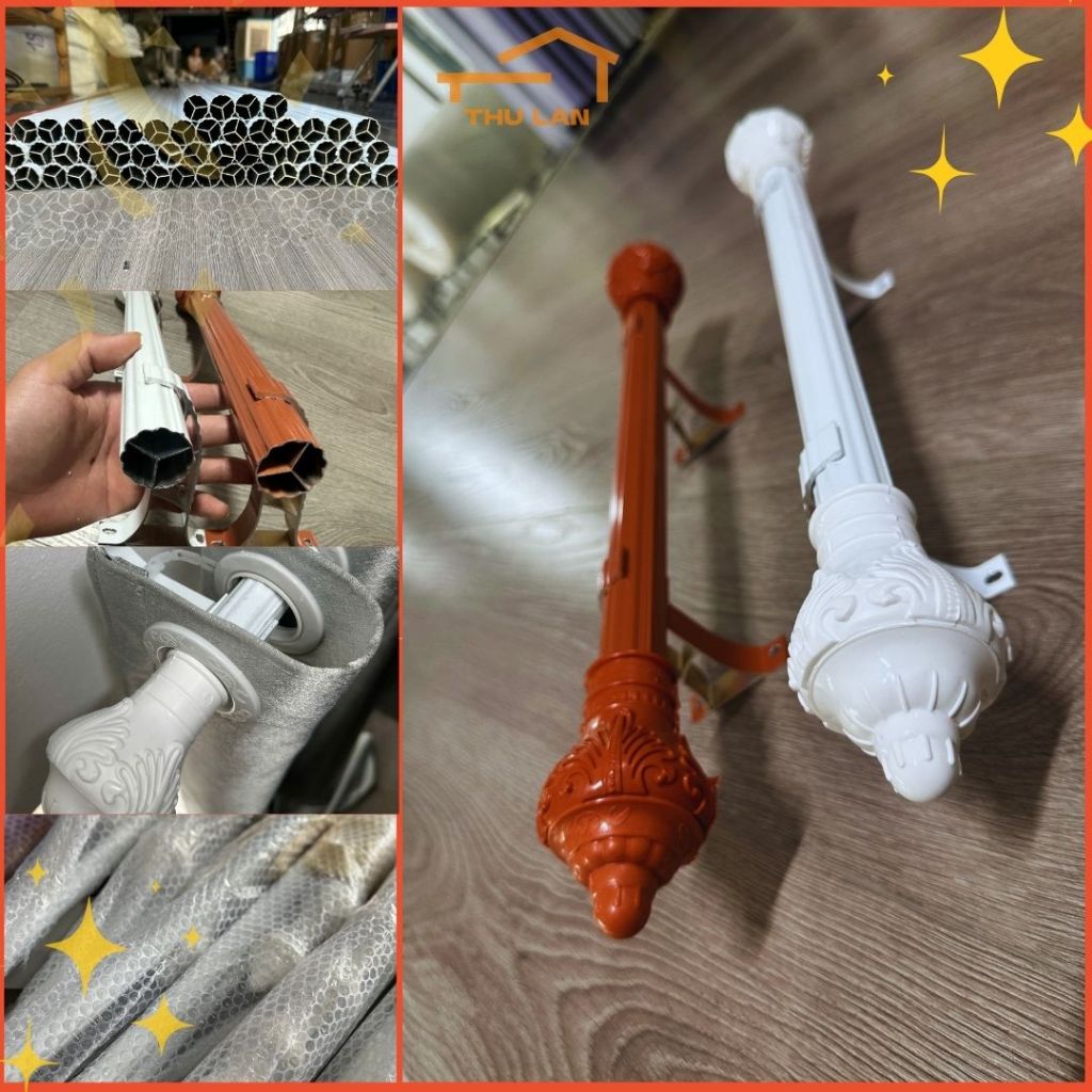 Thanh treo rèm đầy đủ bộ phụ kiện, kết cấu bền bỉ chắc chắn chịu lực tốt - Rèm Thu Lan
